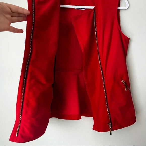 Nygard Red Moto Peplum Vest Gold Zippers Med - Picture 8 of 12